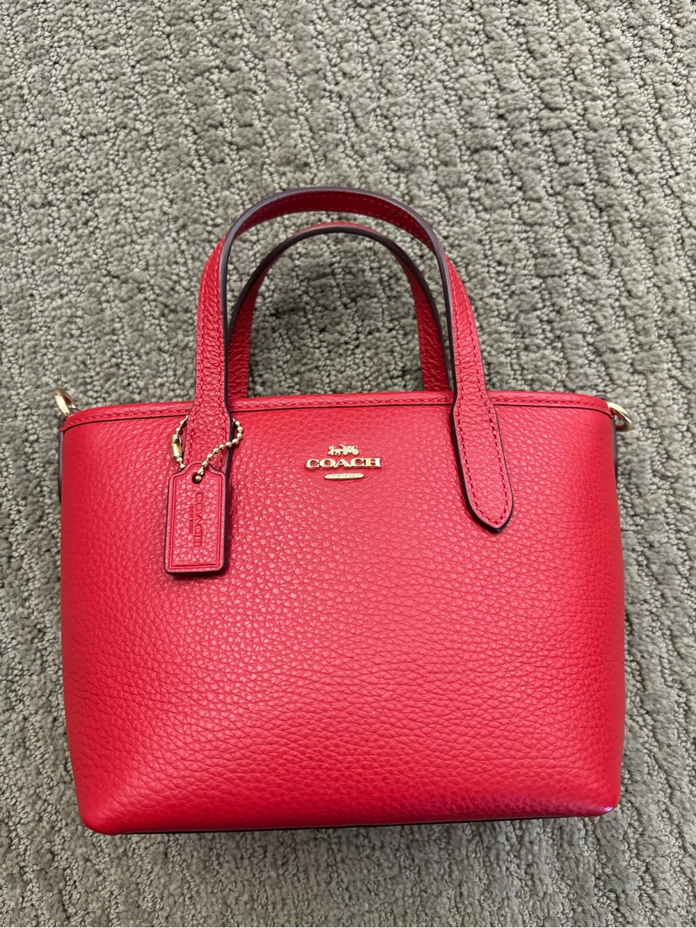 Coach Red Pebbled Leather Satchel with Gold Hardware